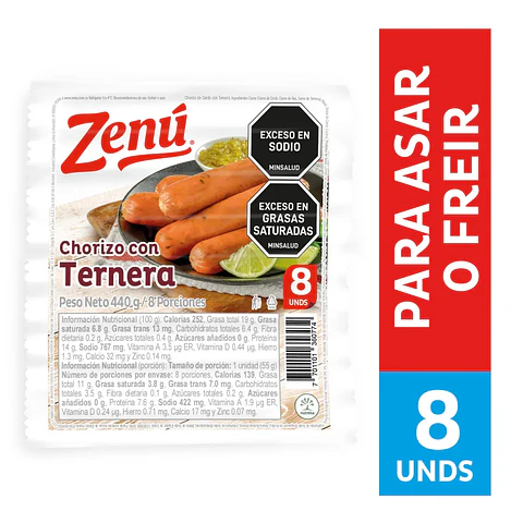 Chorizo con Ternera Zenú 440 grs 8 Unds