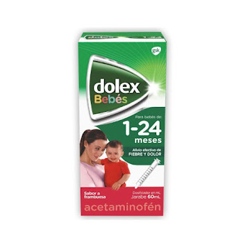 Dolex Bebés Acetaminofén 160mg/5ml Sabor Frambuesa Jarabe Frasco 60 Ml