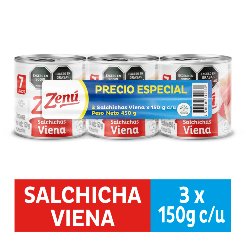 Salchicha zenu 3 x 150 grs 