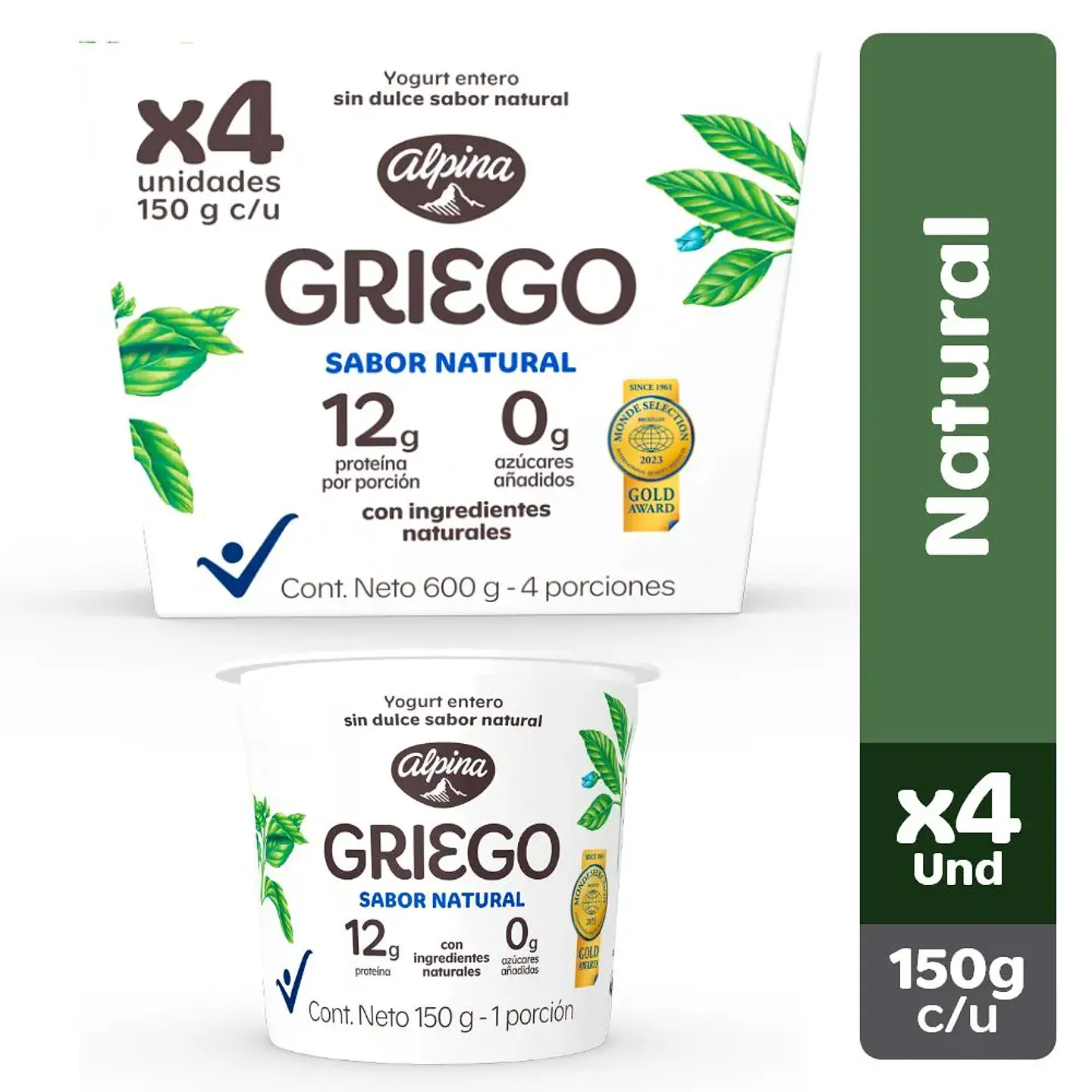 Natural Greek Alpina Yogurt 150 grs x 4 Units 1