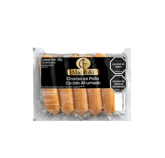Mac Pollo Chorizo de pollo ahumado (300 grs 5 unds)