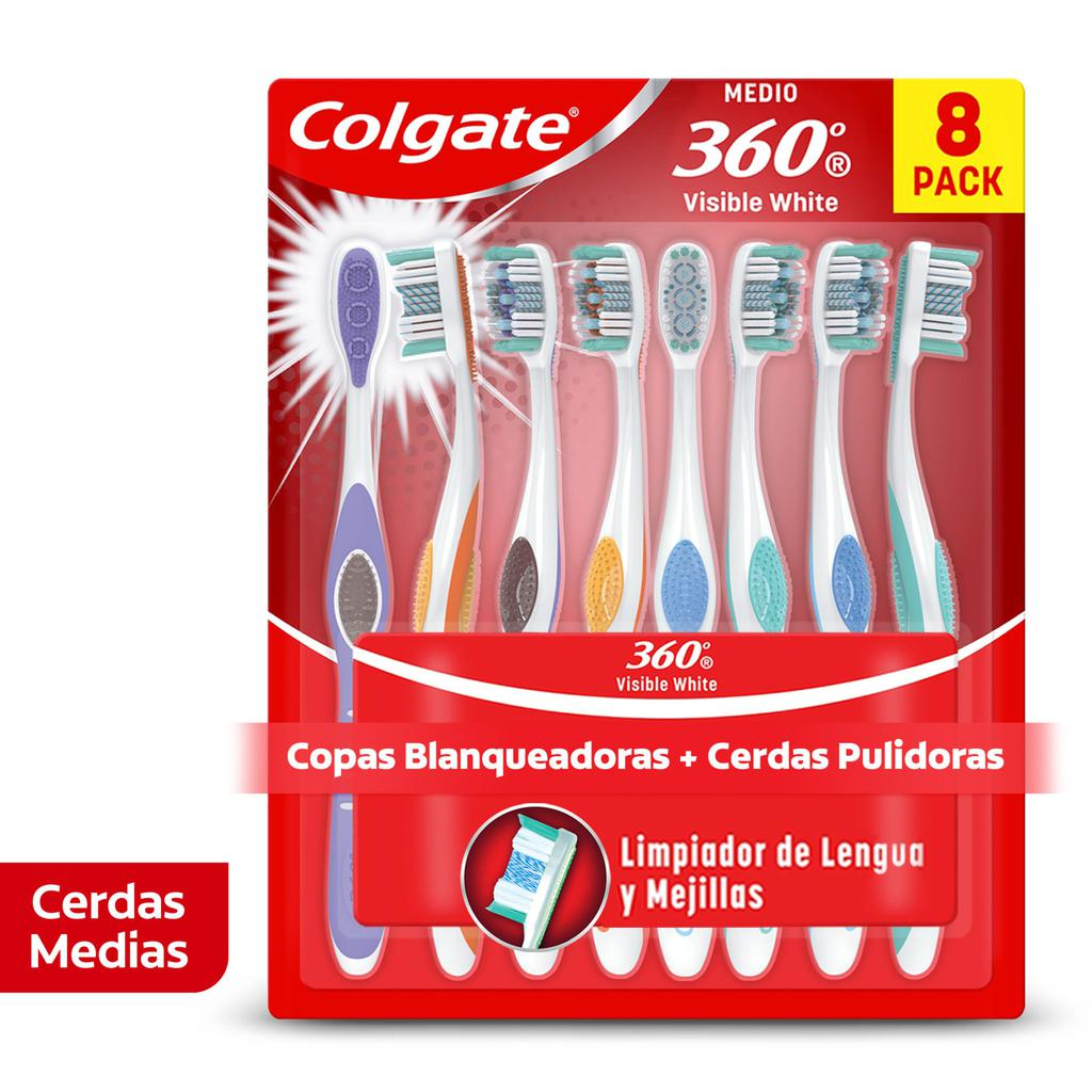 Colgate 360° Visible White Cepillo Dental 8 Unids