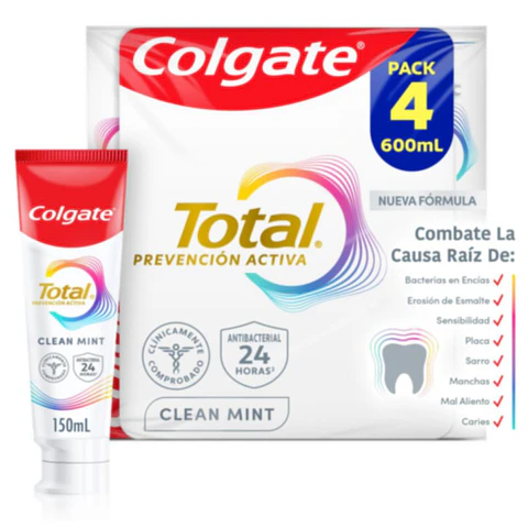 Colgate Total Prevención Activa Clean Mint  4 Unids