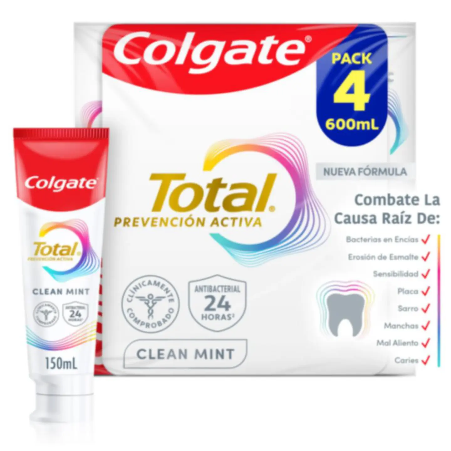 Colgate Total Prevención Activa Clean Mint  4 Unids 1