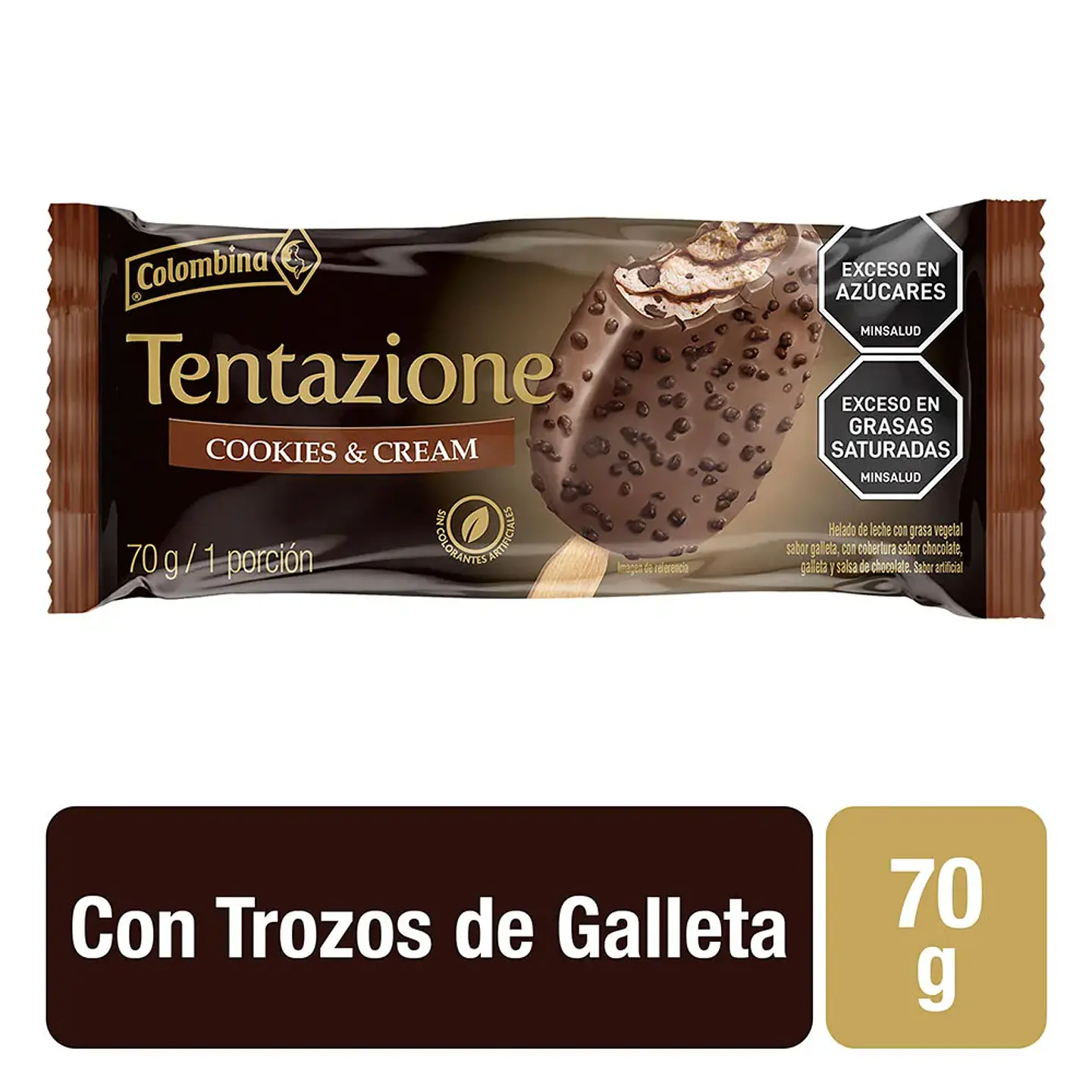 Paleta Colombina Tentazione Cookies & Cream 70 grs 1