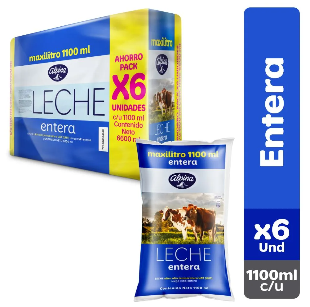Leche Alpina Entera 1.1 Lt X6 Unds