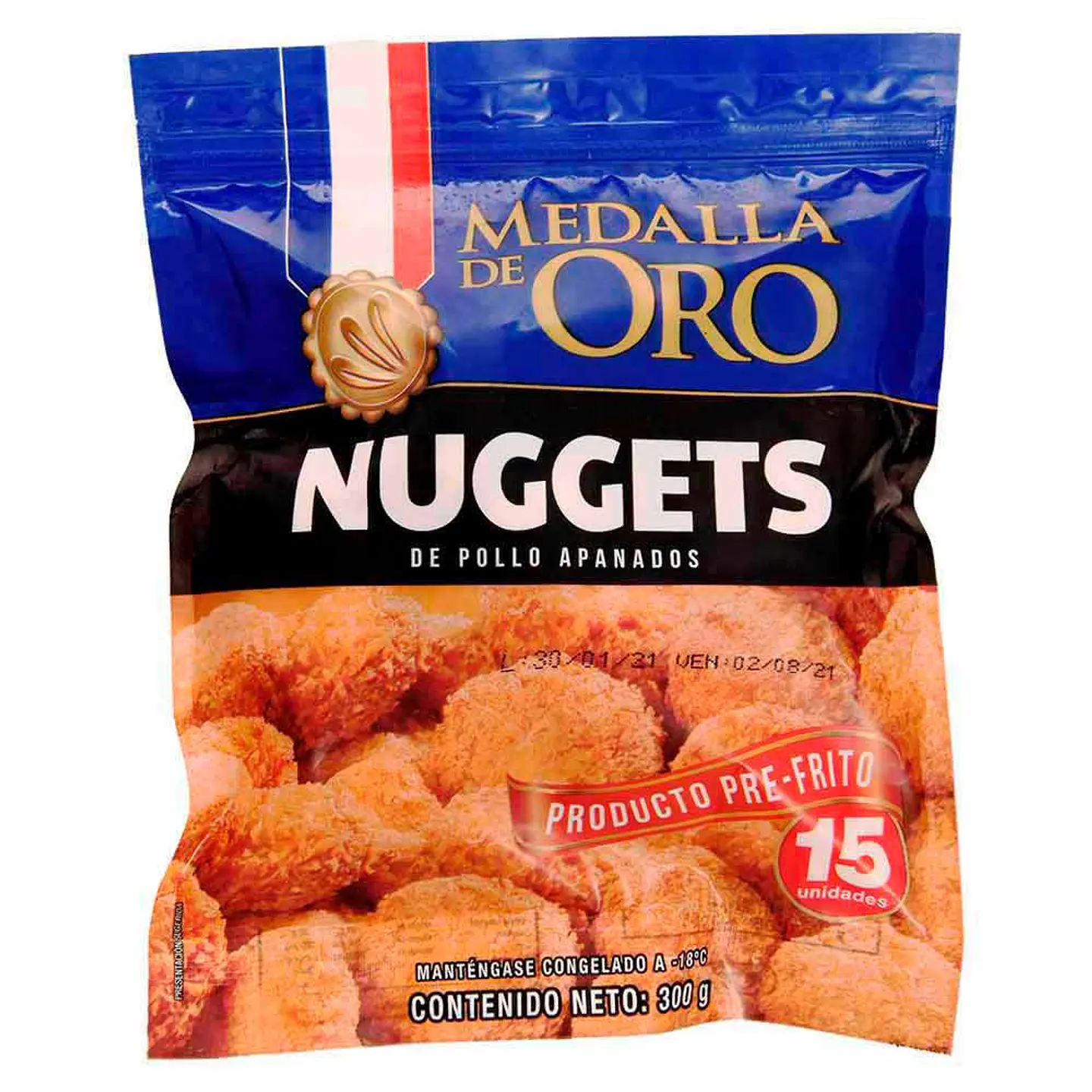 Nuggets Medalla de Oro de Pollo Apanado 300 grs 15 Unds 1