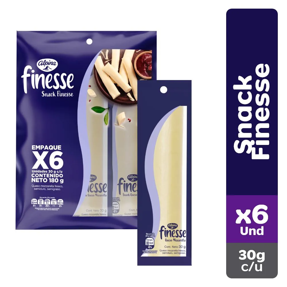Queso Finesse Snack Multipack 30 grs  x 6