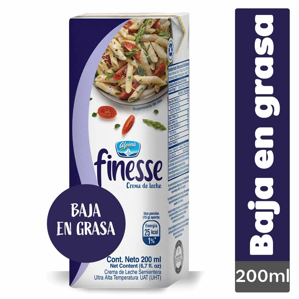 Crema de Leche Finesse Semientera 200 Ml