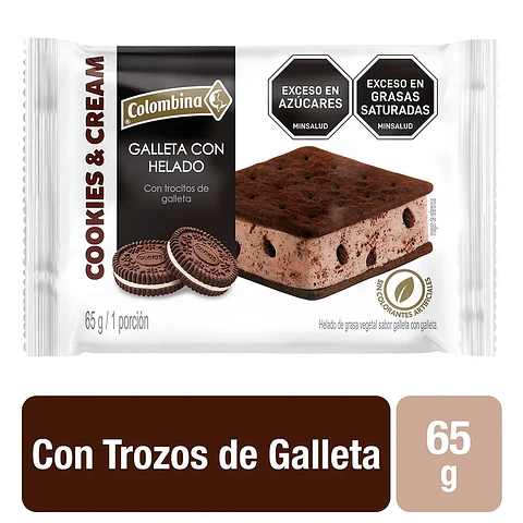 Helado colombina cookie and cream 65 grs