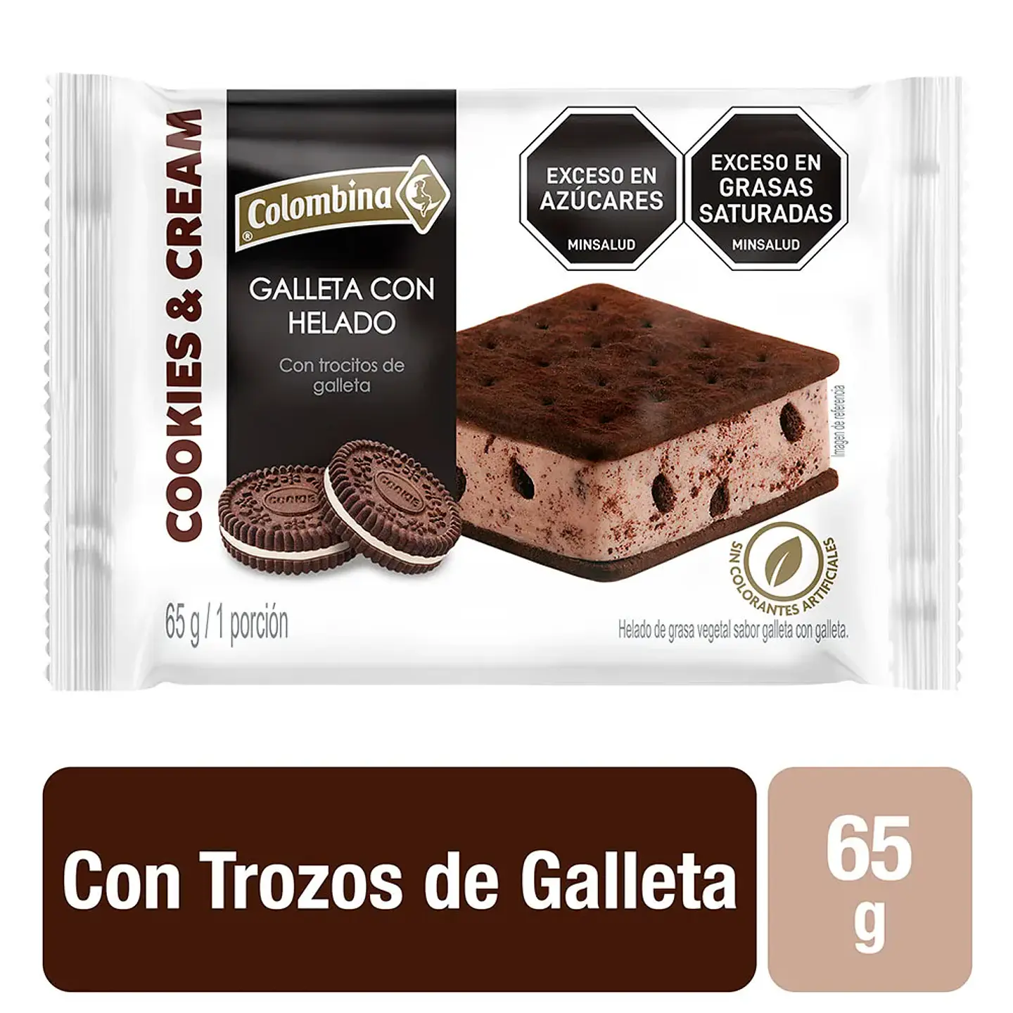 Helado colombina cookie and cream 65 grs 1