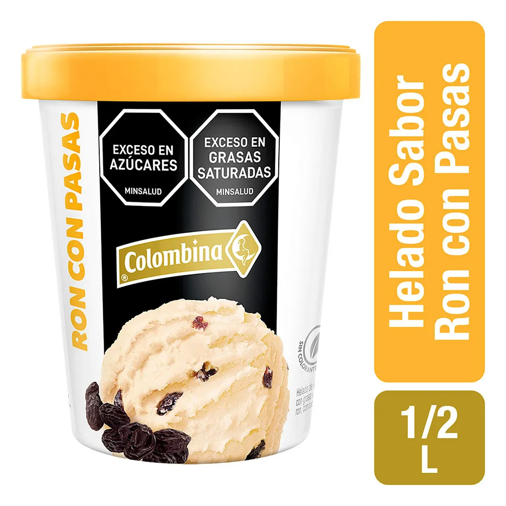 Helado Colombina con Pasas 1/2 Lt
