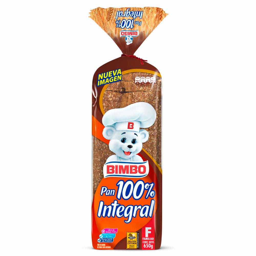 Pan Bimbo Tajado Integral Tamaño Familiar 650 grs