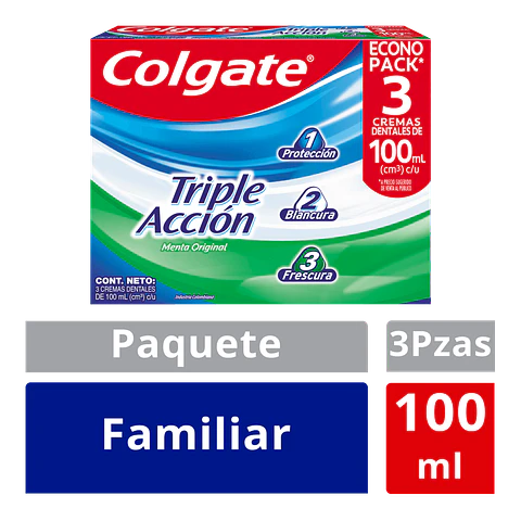 Crema Dental Colgate Triple Acción 100 Ml X3 Unds