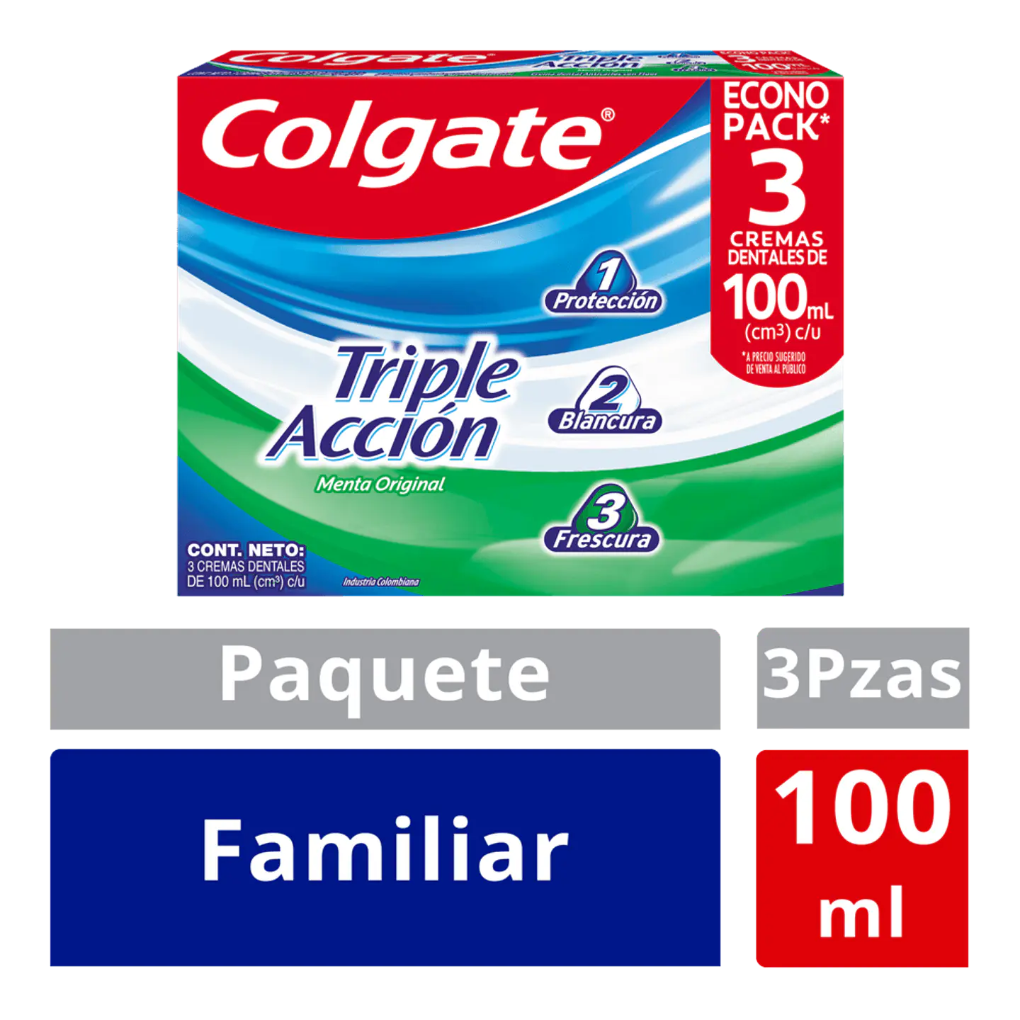 Crema Dental Colgate Triple Acción 100 Ml X3 Unds 1
