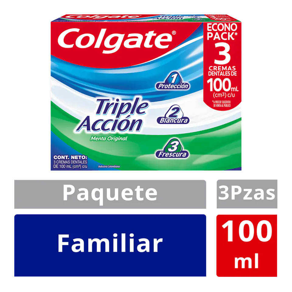 Crema Dental Colgate Triple Acción 100 Ml X3 Unds 1