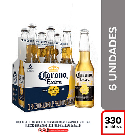 Cerveza Corona Extra 330 Ml x 6 Unds