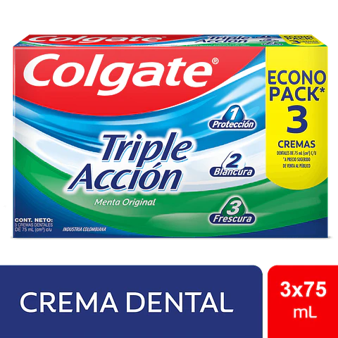 Crema Dental Colgate Triple Acción 75 Ml x 3 Unds