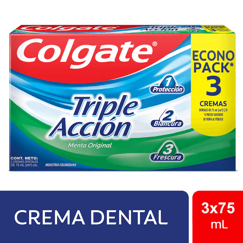Crema Dental Colgate Triple Acción 75 Ml x 3 Unds 1