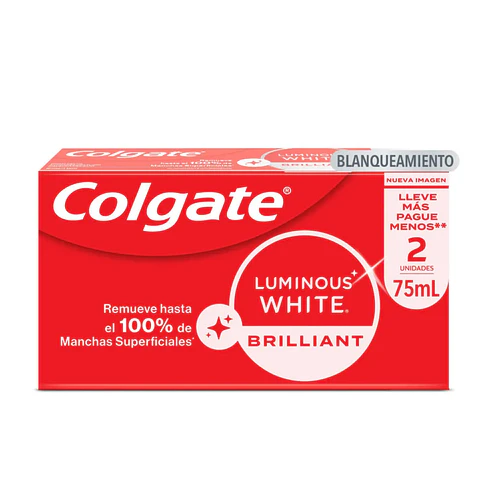 Crema Dental Colgate Blanqueadora Luminous White Brilliant 75 Ml x 2 Unds