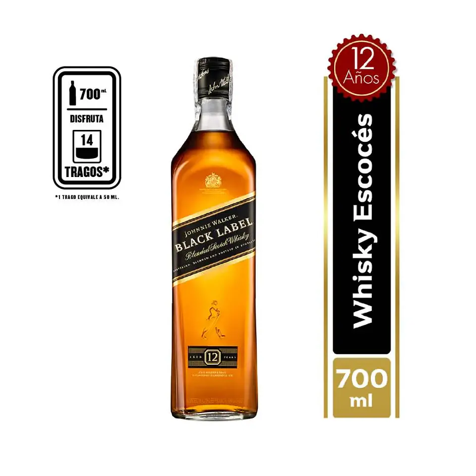 Whisky Johnnie Walker Black Label Escocés 700 Ml 1