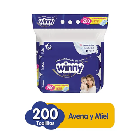 Toalla winny Gold + Obsequio paquete adicional 200 unds 
