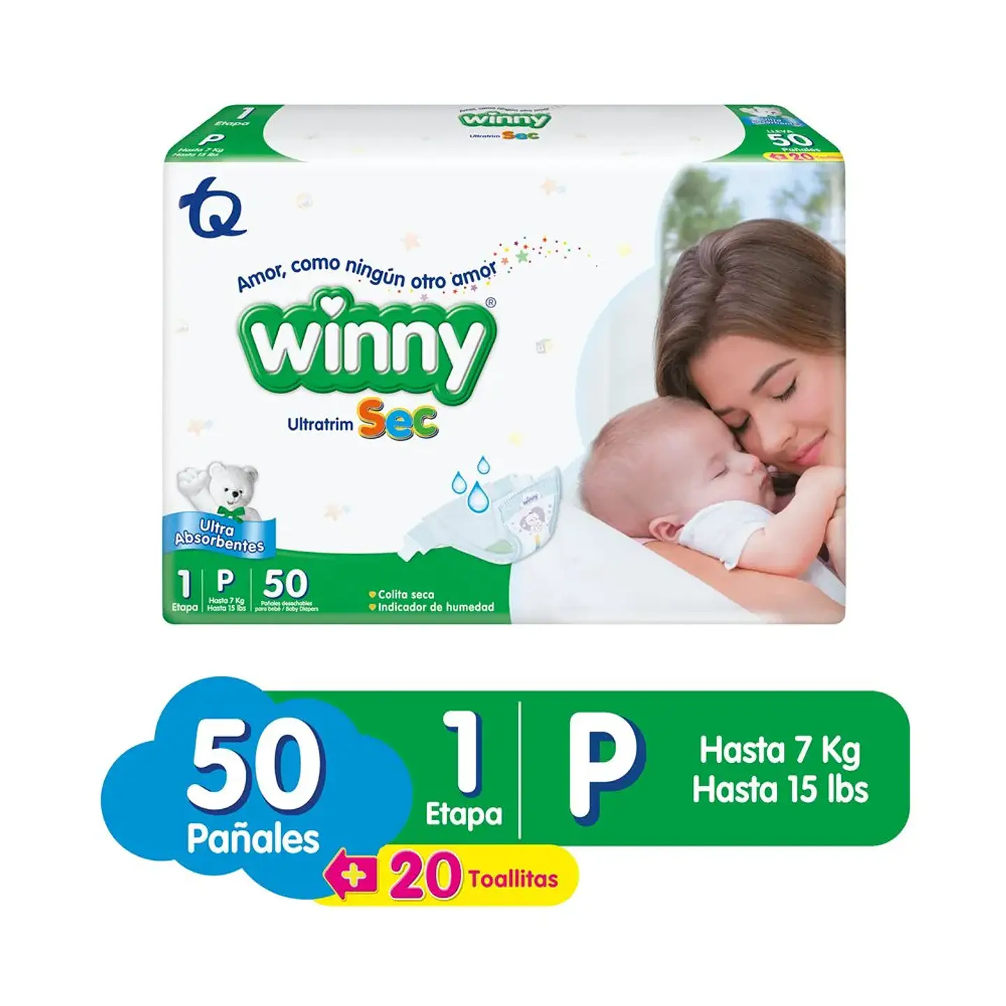 Pañal Winny Sec Etapa 1 X50 Unds + Gratis Toalla 20 Unds 1