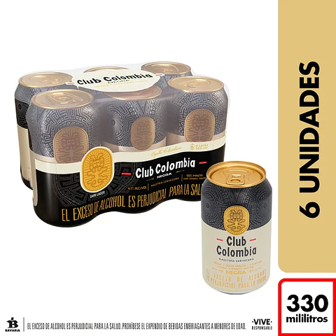 Cerveza Club Colombia Negra Lata 330 Ml x 6 Unds