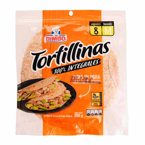 Tortilla Bimbo Integral Medianas 250 grs 8 unids