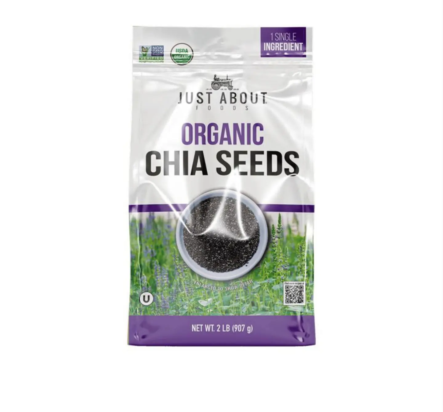 Just About Foods Semillas de Chía Orgánicas 907 g / 2 lb 1