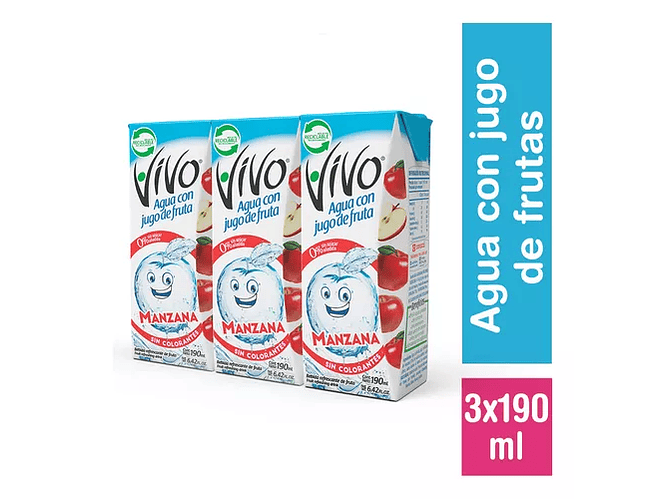 Jugo Agua Vivo Tripack Manzana 3x190ml. 1