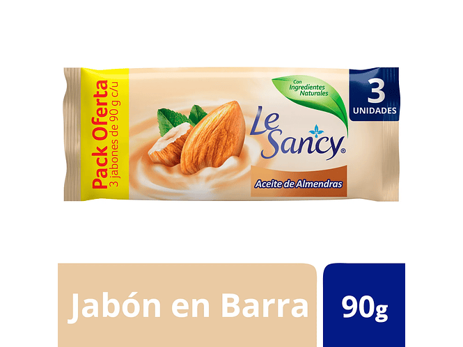 Jabon Le Sancy Pack 3 Aceite Almendras 90gr. 1