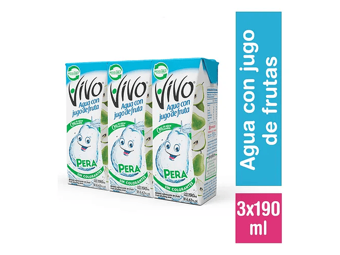 Jugo Agua Vivo Tripack Pera 3x190ml. 1
