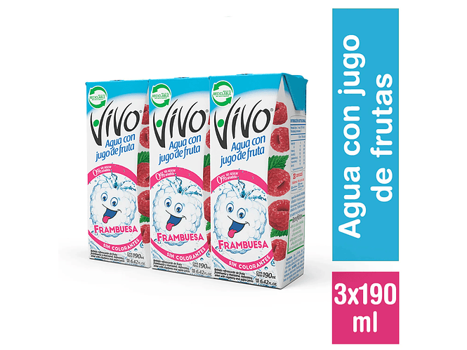 Jugo Agua Vivo Tripack Frambuesa 3x190ml. 1