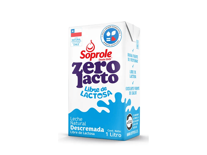 Leche ZeroLacto Descremada Soprole 1Lt. 1