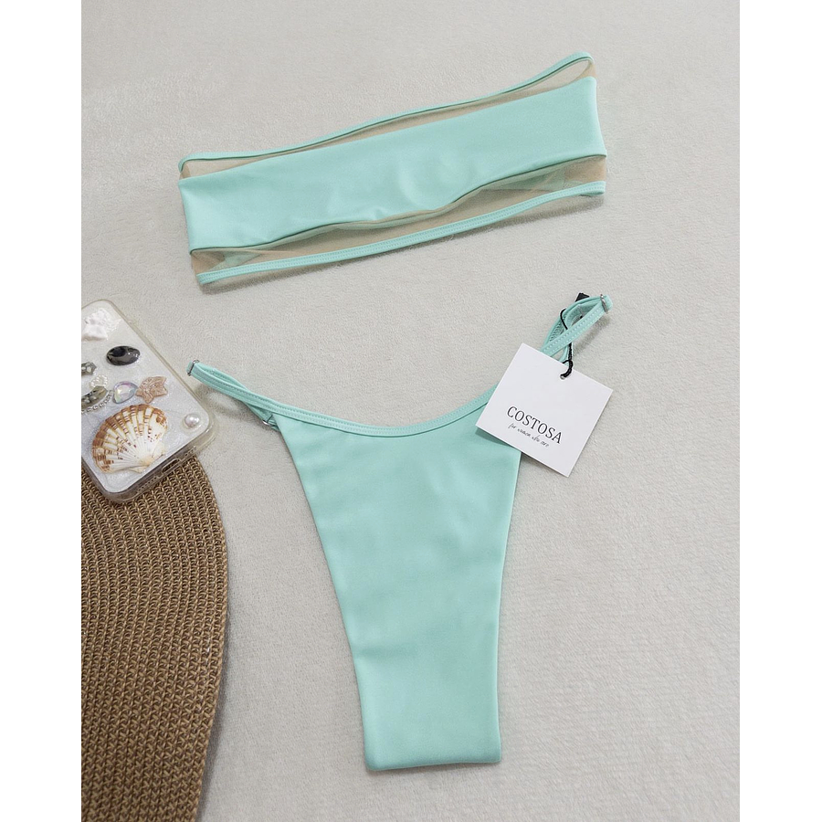 Conjunto de dos piezas Aqua, detalles de transparencia