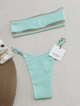 Conjunto de dos piezas Aqua, detalles de transparencia