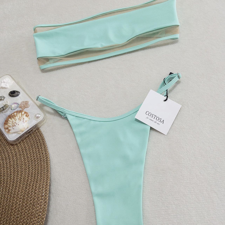 Conjunto de dos piezas Aqua, detalles de transparencia