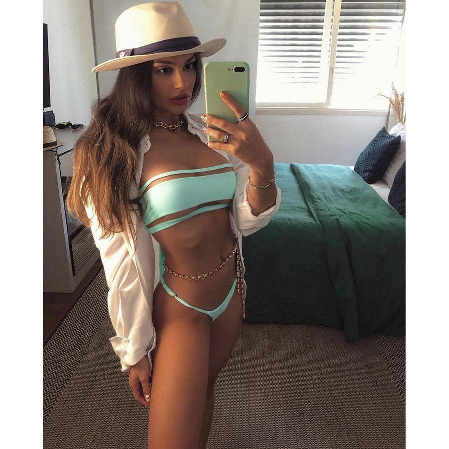 Conjunto de dos piezas Aqua, detalles de transparencia