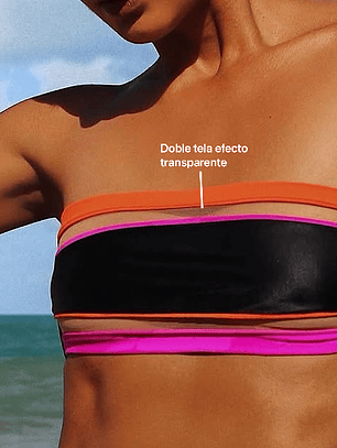 Bikini Colorful girl, con detalles de malla transparente