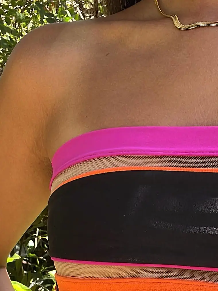 Bikini Colorful girl, con detalles de malla transparente 4