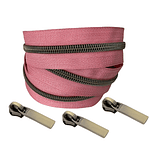 Kit 10 Metros Cierre Nylon Bronce + 10 Carros barra color bronce