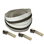 Kit 10 Metros Cierre Nylon Bronce + 10 Carros barra color bronce