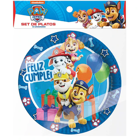 Platos Paw Patrol 6 unidades