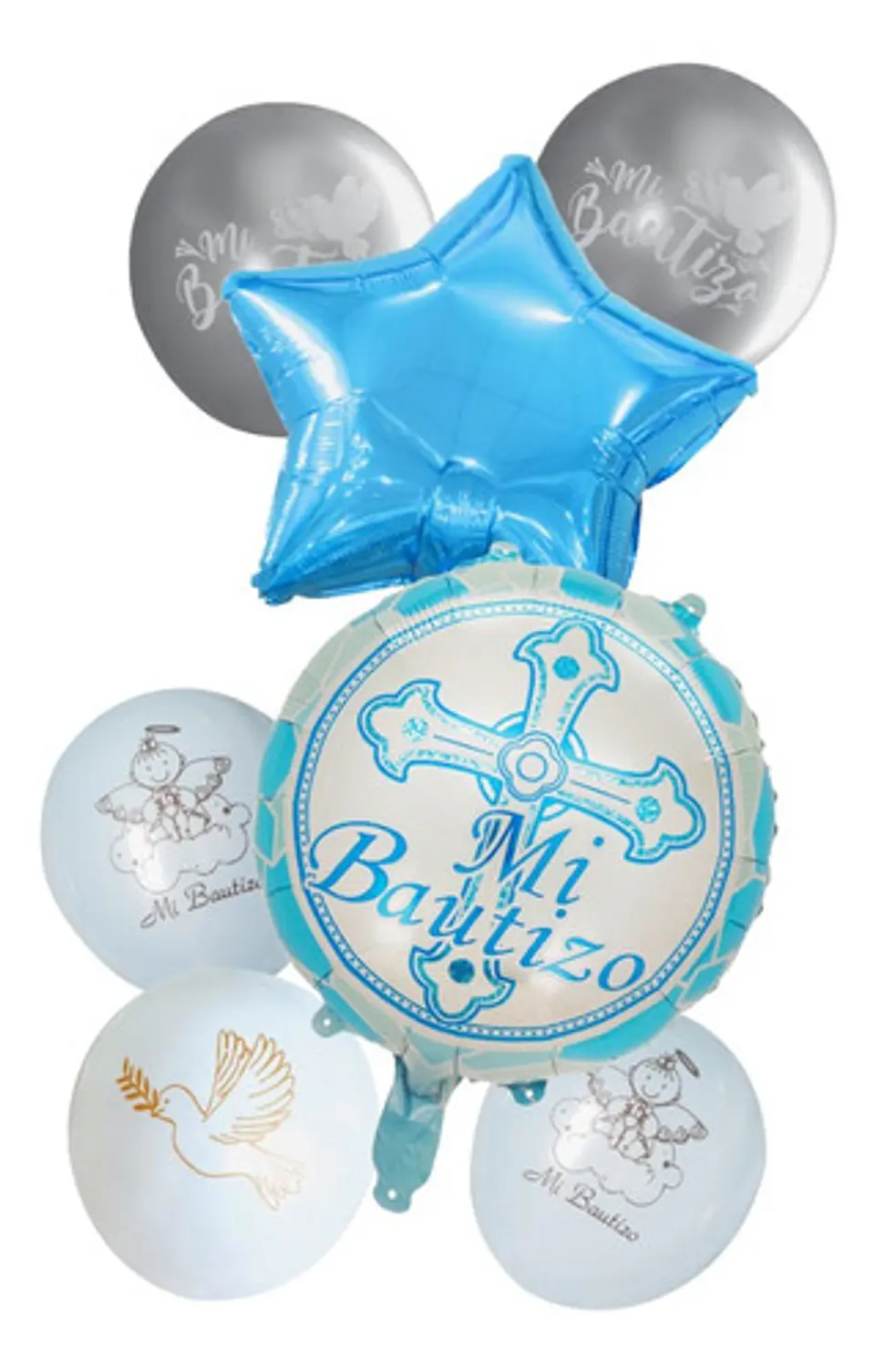 Set globos de bautizo rosa celeste 2