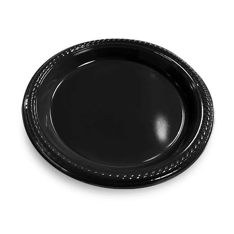 Platos de plástico negro 18 cm