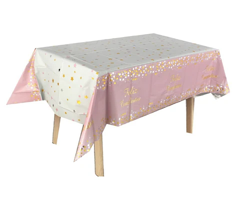 Mantel estampado cumpleaños rosa