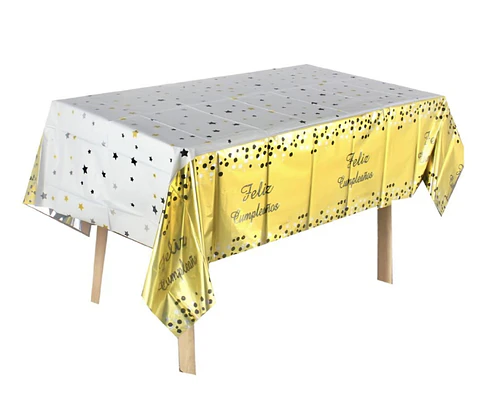 Mantel cumpleaños estampado dorado