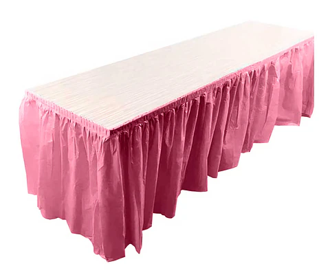 Faldón plástico para mesa rosado