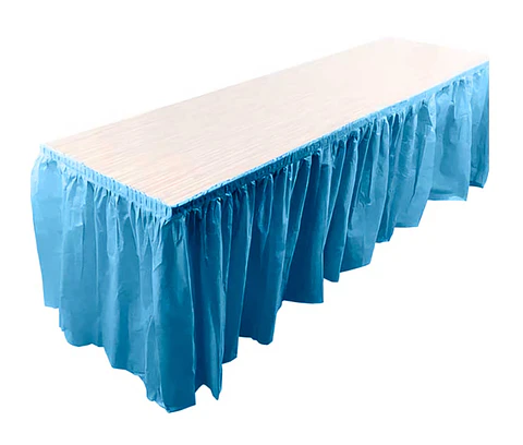 Faldón plástico para mesa celeste